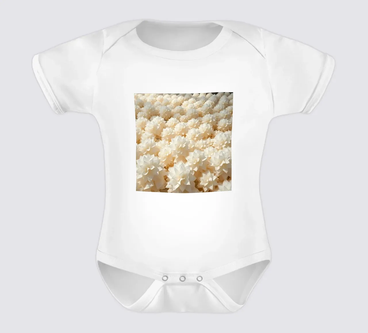 Luminescent White Dahlias: A Field of Paper short-sleeve baby romper by Artistic-shop
