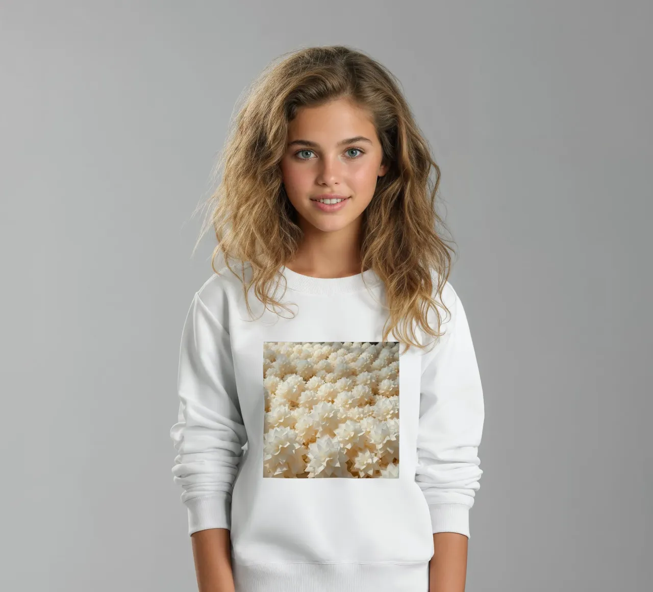 Dalie bianche luminescenti: Un campo di carta felpa bambino da Artistic-shop