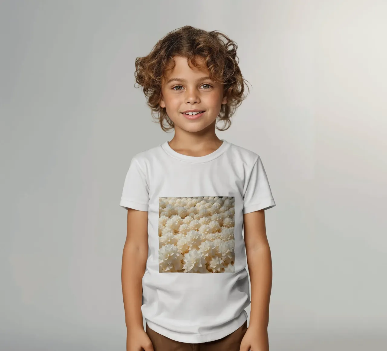 Dalie bianche luminescenti: Un campo di carta t-shirt bambini da Artistic-shop