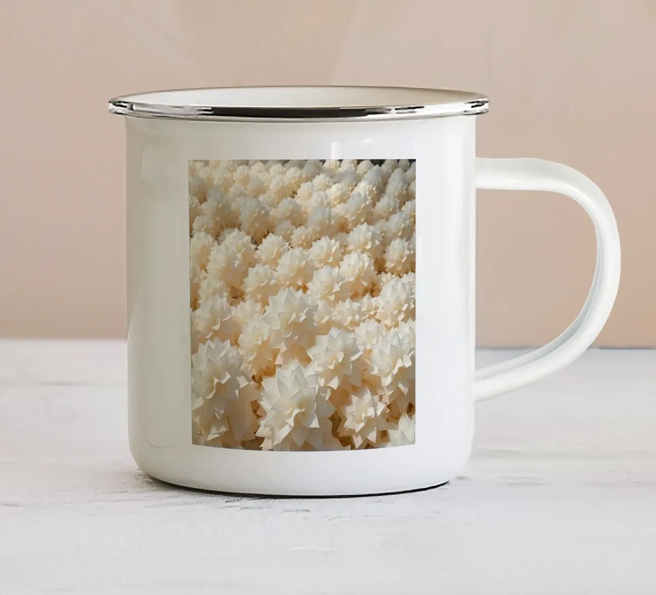 Dalie bianche luminescenti: Un campo di carta tazza in smalto da Artistic-shop