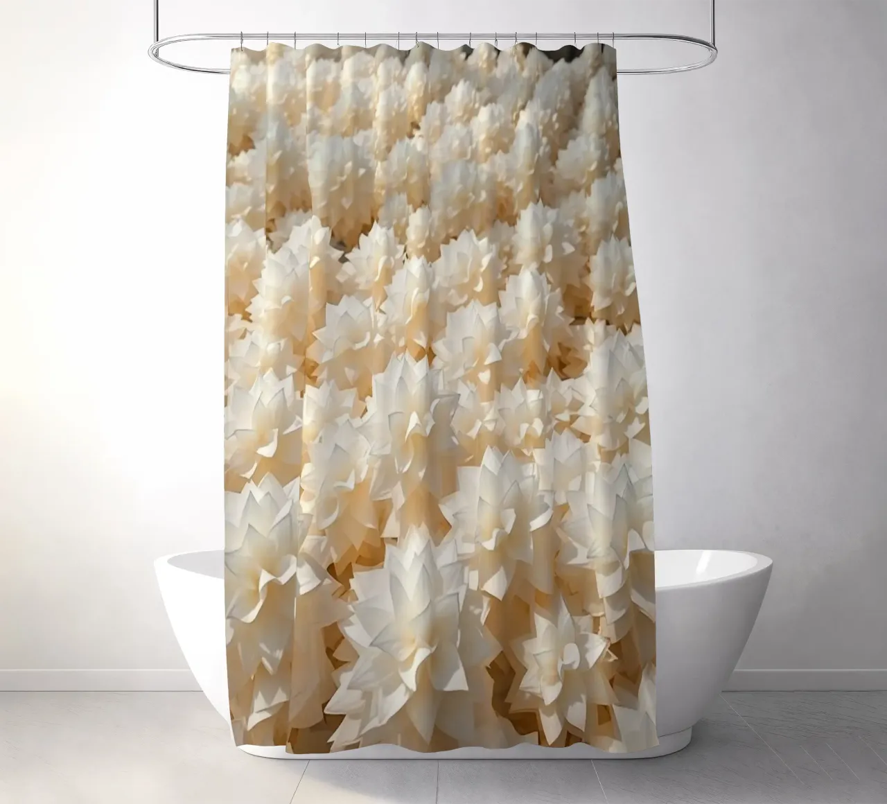 Dalie bianche luminescenti: Un campo di carta tenda da doccia da Artistic-shop