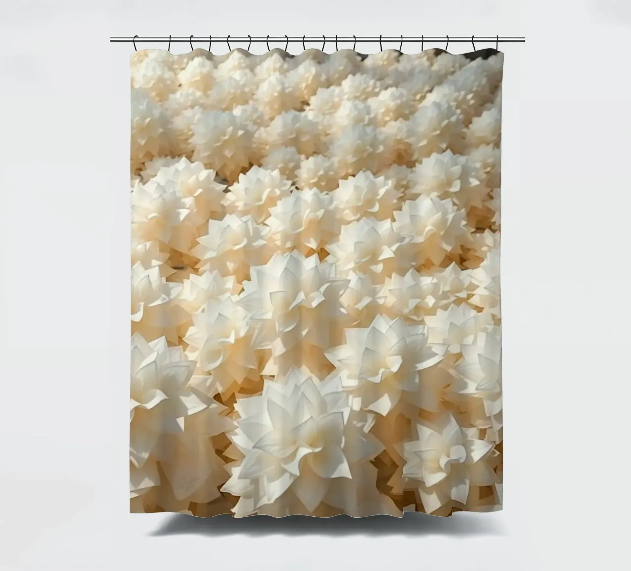 Dalie bianche luminescenti: Un campo di carta tenda da doccia da Artistic-shop