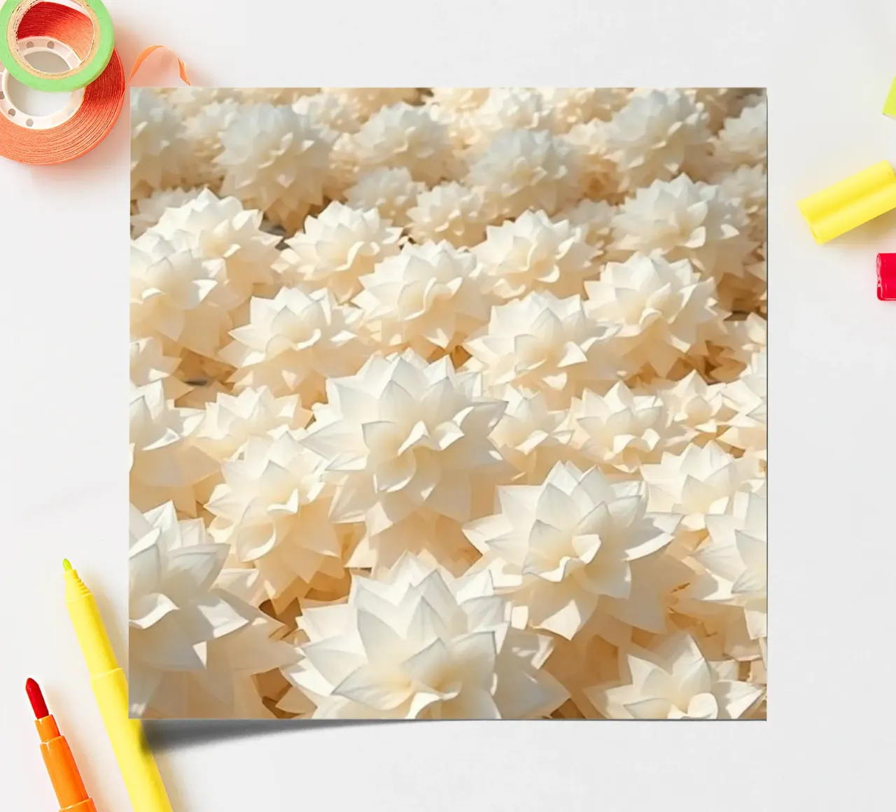Dalie bianche luminescenti: Un campo di carta foglio adesivo da Artistic-shop
