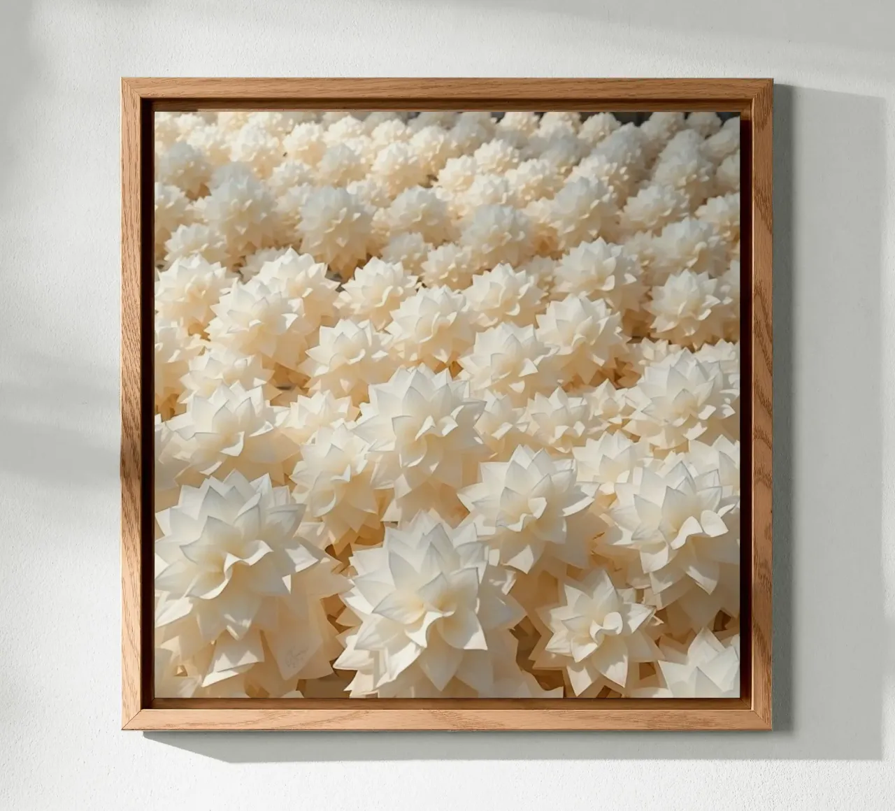 Dalie bianche luminescenti: Un campo di carta alluminio dibond da Artistic-shop