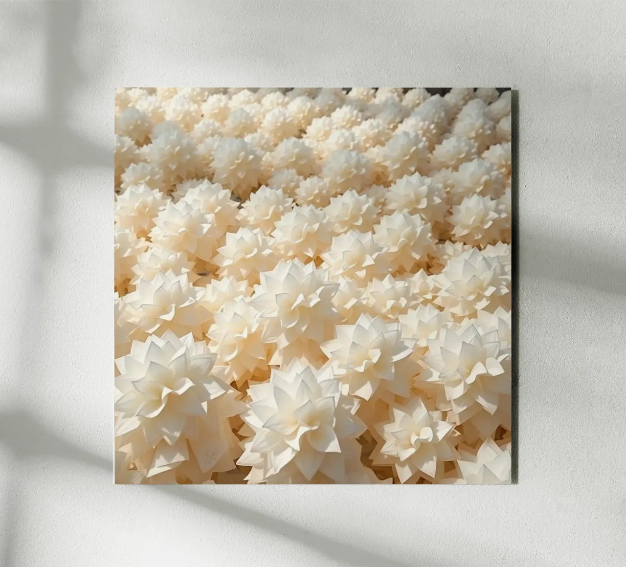 Dalie bianche luminescenti: Un campo di carta alluminio dibond da Artistic-shop
