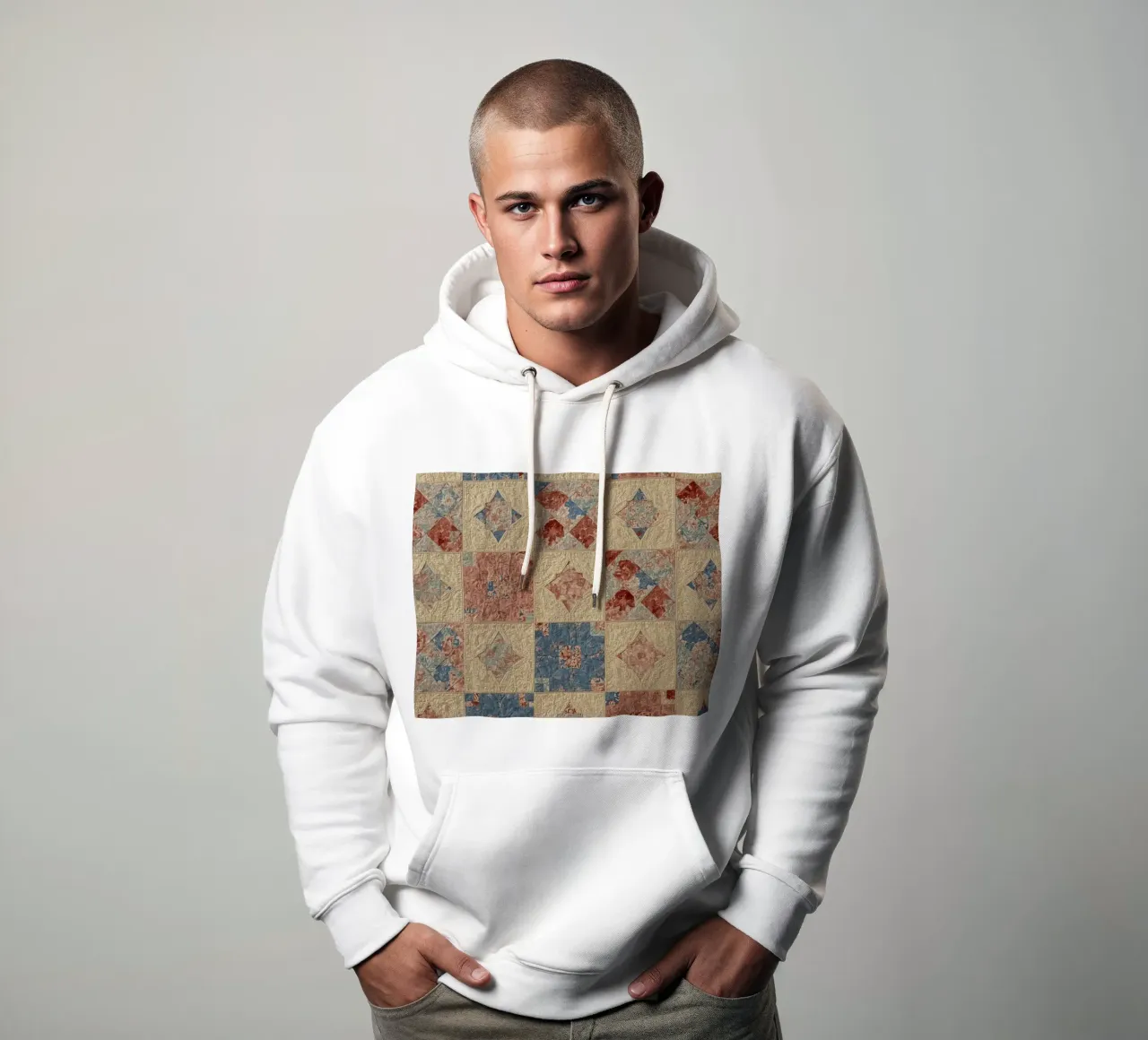 Tessuto trapuntato con motivi geometrici e floreali felpa con cappuccio da DesignDoodle