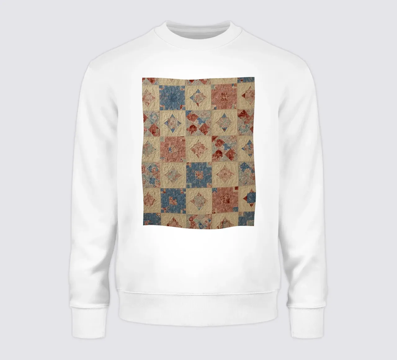 Quilted Fabric with Geometric and Floral Patterns sweatshirt by DesignDoodle