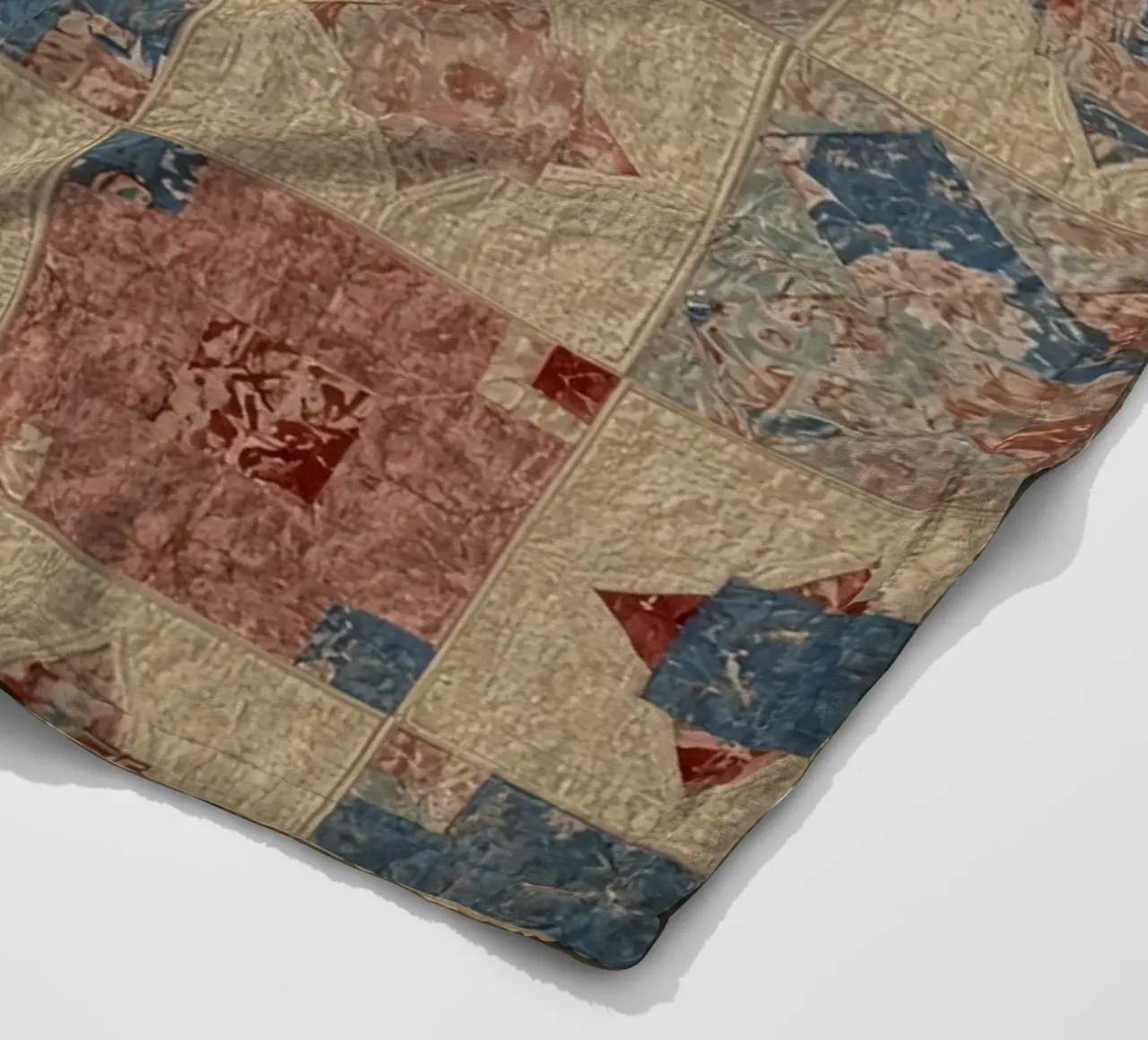 Quilted Fabric with Geometric and Floral Patterns fleece blanket by DesignDoodle