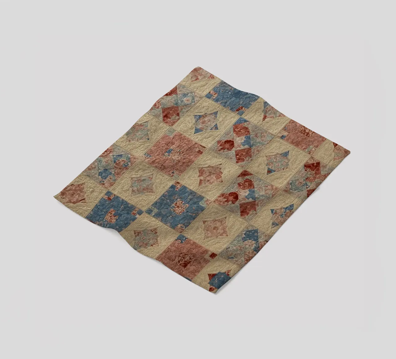 Quilted Fabric with Geometric and Floral Patterns fleece blanket by DesignDoodle