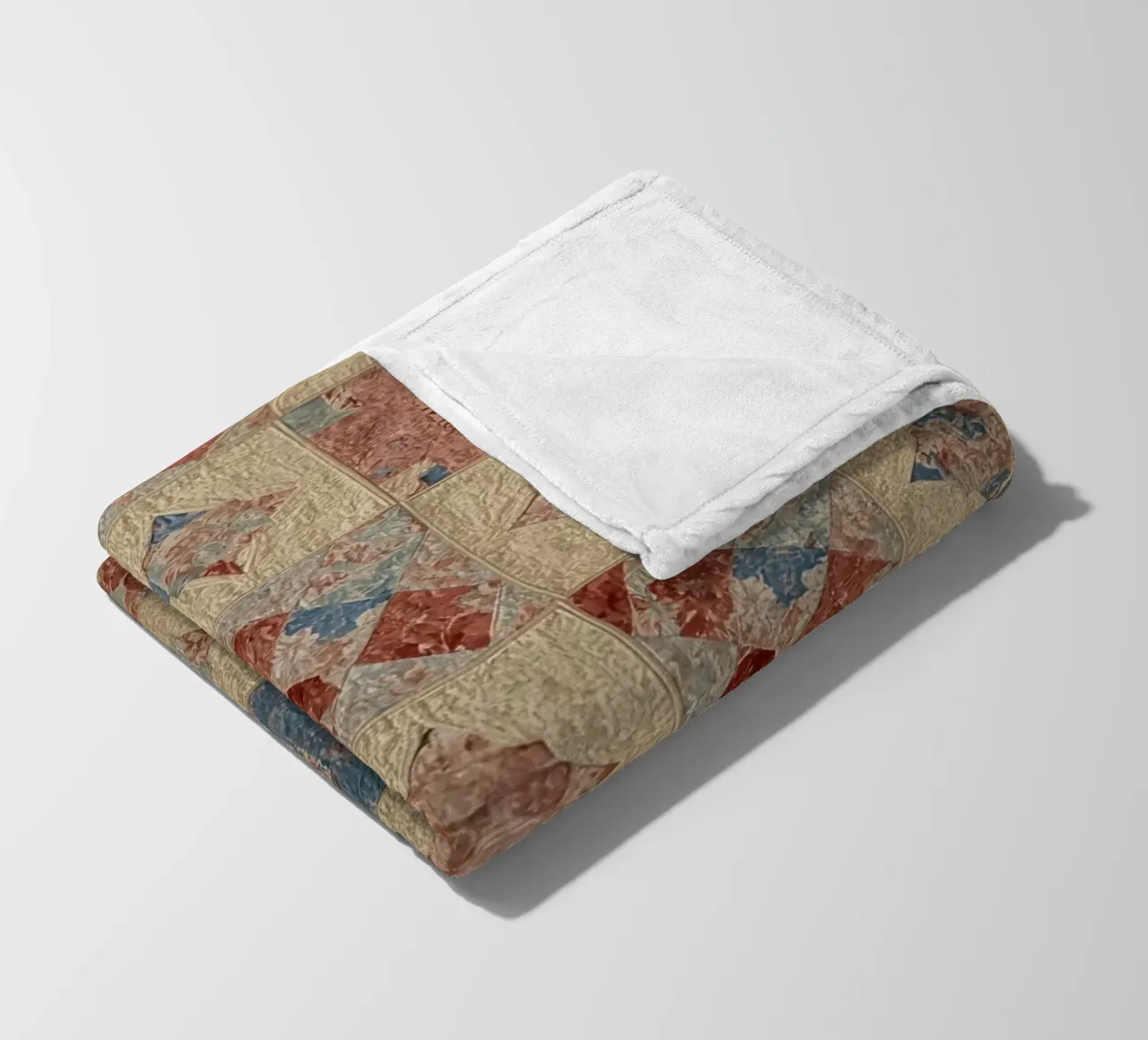 Quilted Fabric with Geometric and Floral Patterns fleece blanket by DesignDoodle