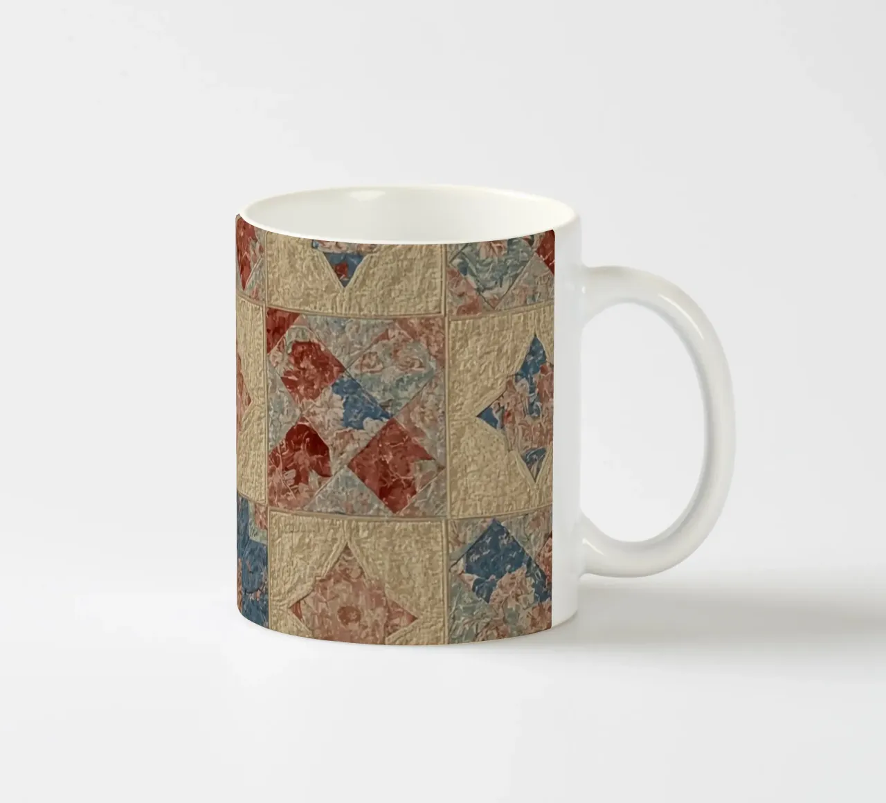 Tessuto trapuntato con motivi geometrici e floreali tazza in ceramica da DesignDoodle