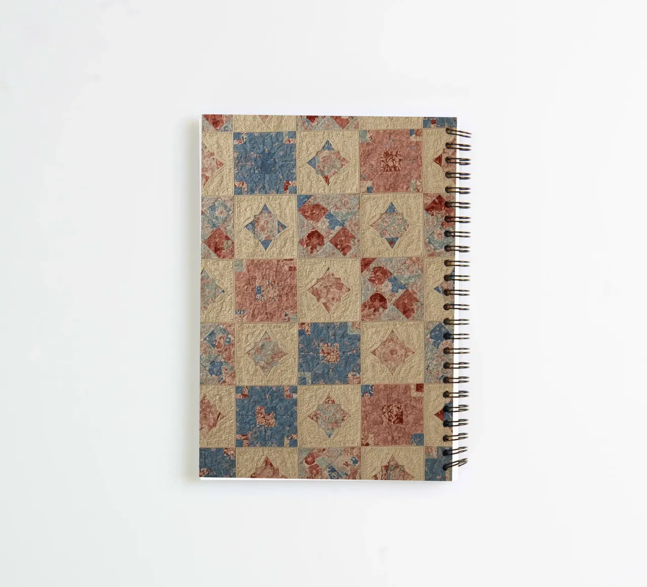 Quilted Fabric with Geometric and Floral Patterns spiral notebook by DesignDoodle