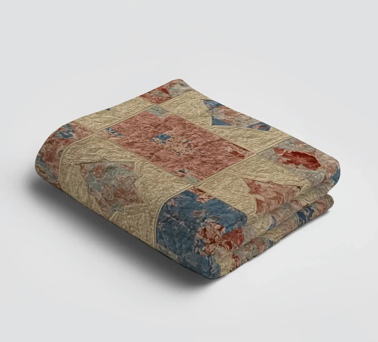 Quilted Fabric with Geometric and Floral Patterns towel by DesignDoodle