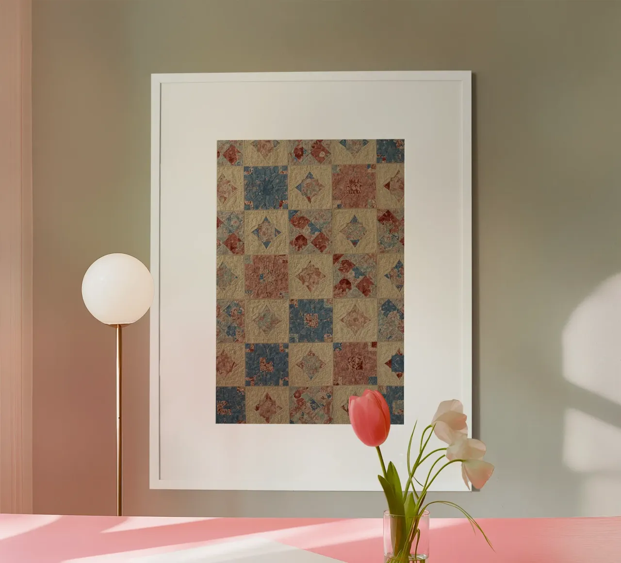 Quilted Fabric with Geometric and Floral Patterns hahnemühle by DesignDoodle