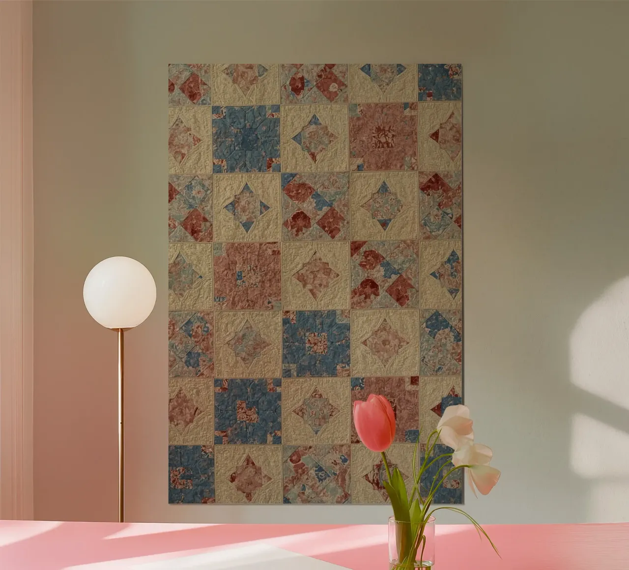 Quilted Fabric with Geometric and Floral Patterns hahnemühle by DesignDoodle