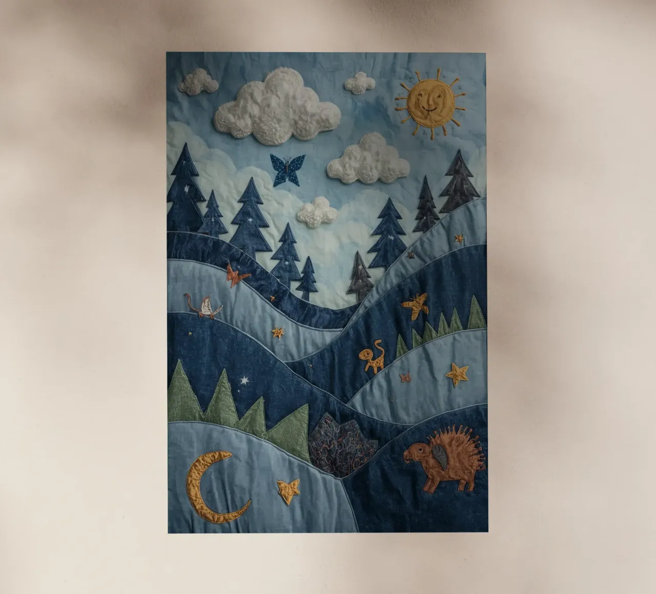 Paesaggio trapuntato con corpi celesti e animali selvatici pellicola backlit da DesignDoodle
