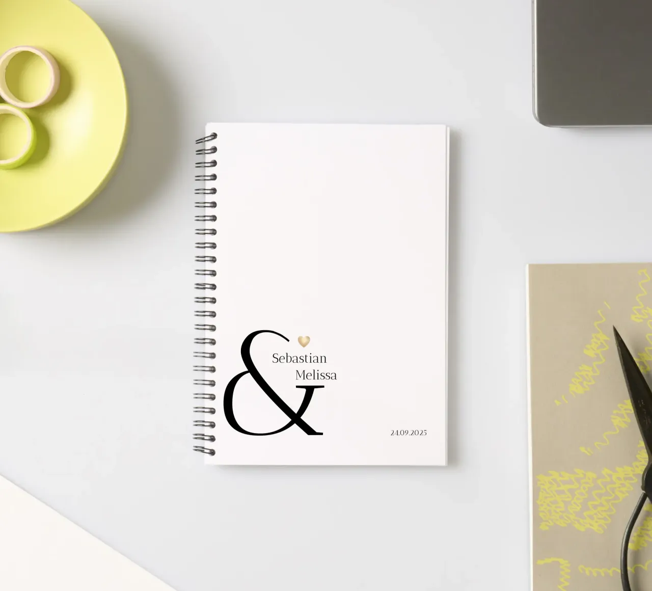 Custom Name and Date Design spiral notebook by Imaginative