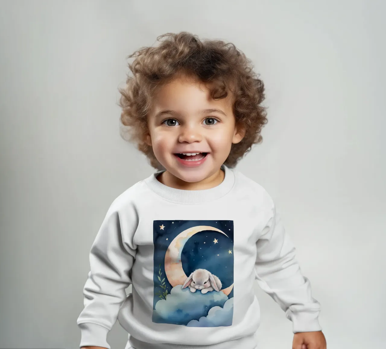 Coniglio che dorme su una nuvola con luna crescente e stelle felpa neonato da DesignDoodle