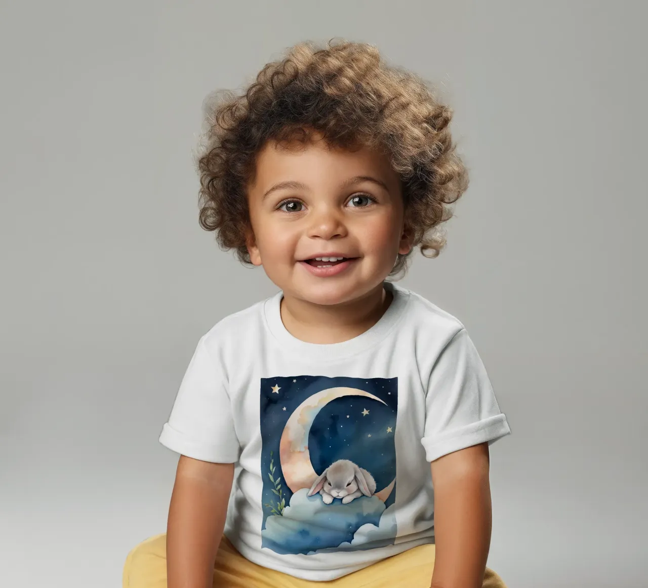Coniglio che dorme su una nuvola con luna crescente e stelle maglietta neonato da DesignDoodle