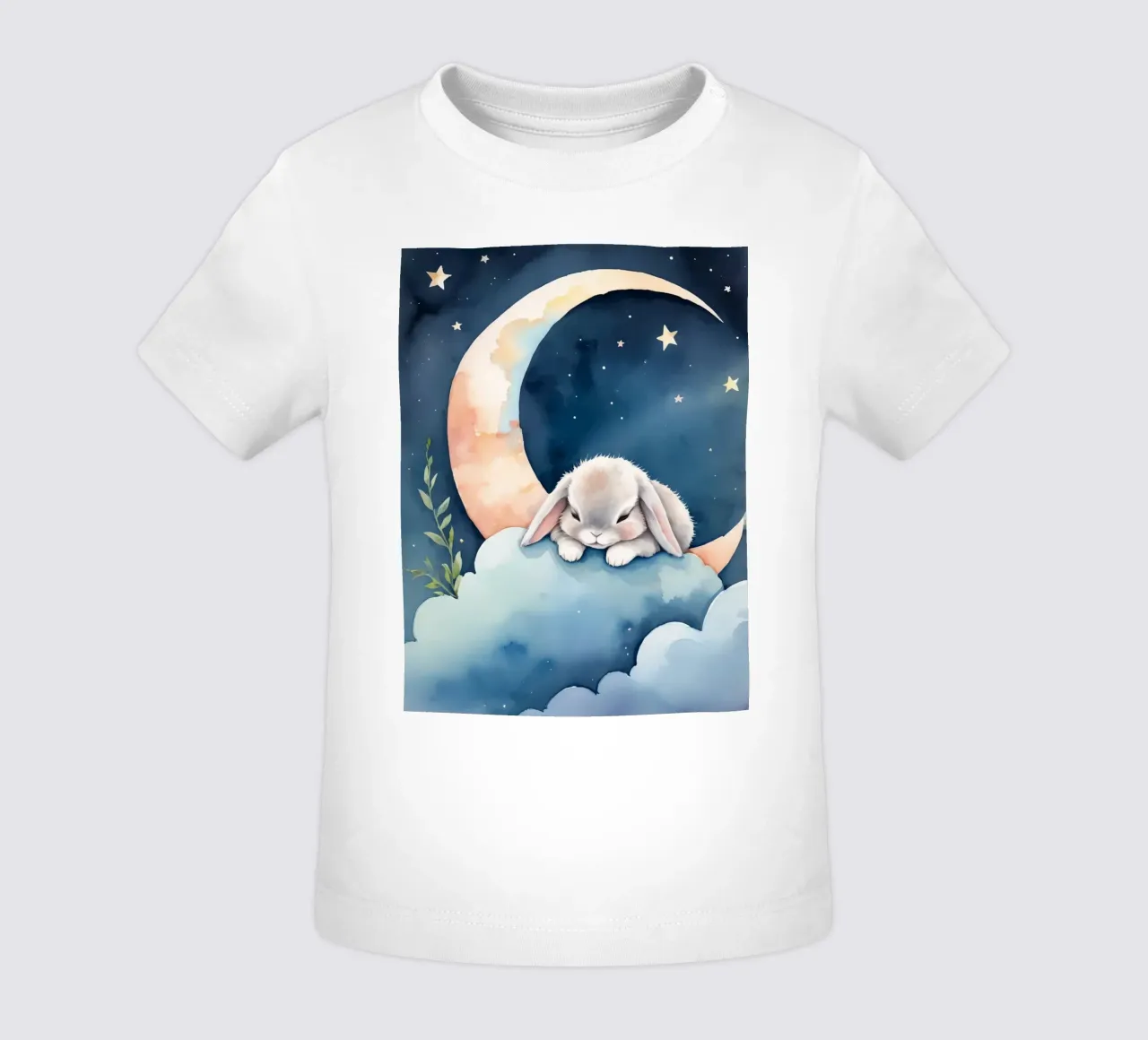 Coniglio che dorme su una nuvola con luna crescente e stelle maglietta neonato da DesignDoodle