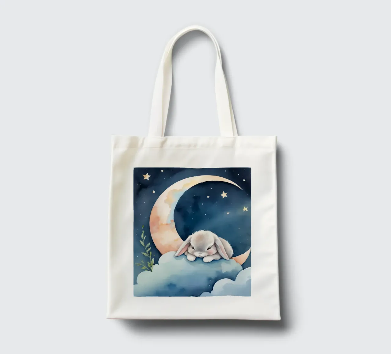 Coniglio che dorme su una nuvola con luna crescente e stelle borsa in juta da DesignDoodle