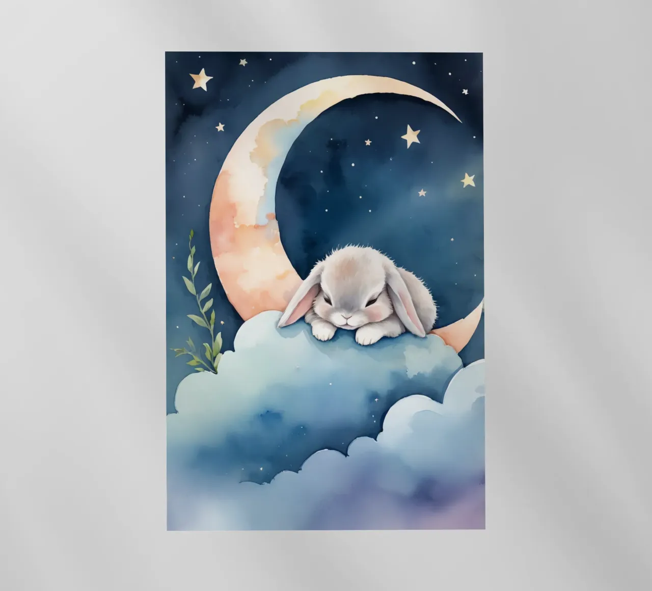 Coniglio che dorme su una nuvola con luna crescente e stelle pellicola backlit da DesignDoodle