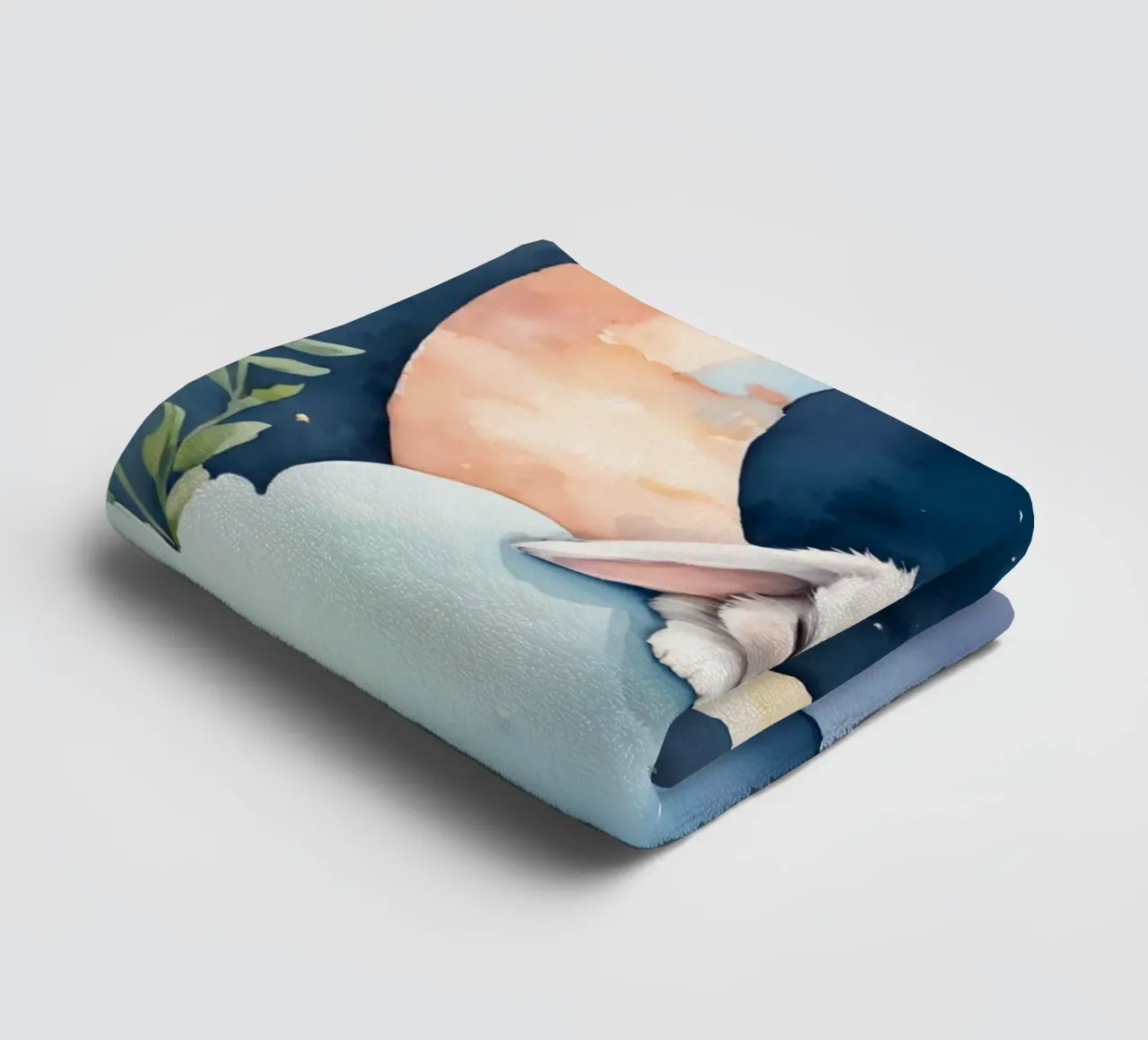 Conejo durmiendo en una nube con luna creciente y estrellas toalla de baño de DesignDoodle