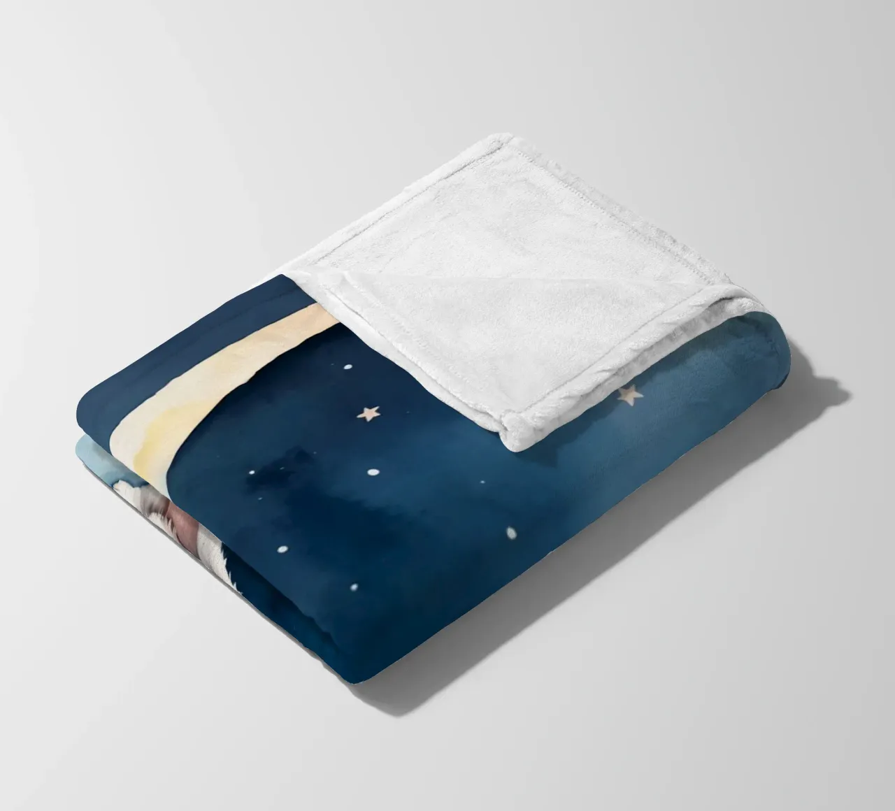Coniglio che dorme su una nuvola con luna crescente e stelle coperta in pile da DesignDoodle