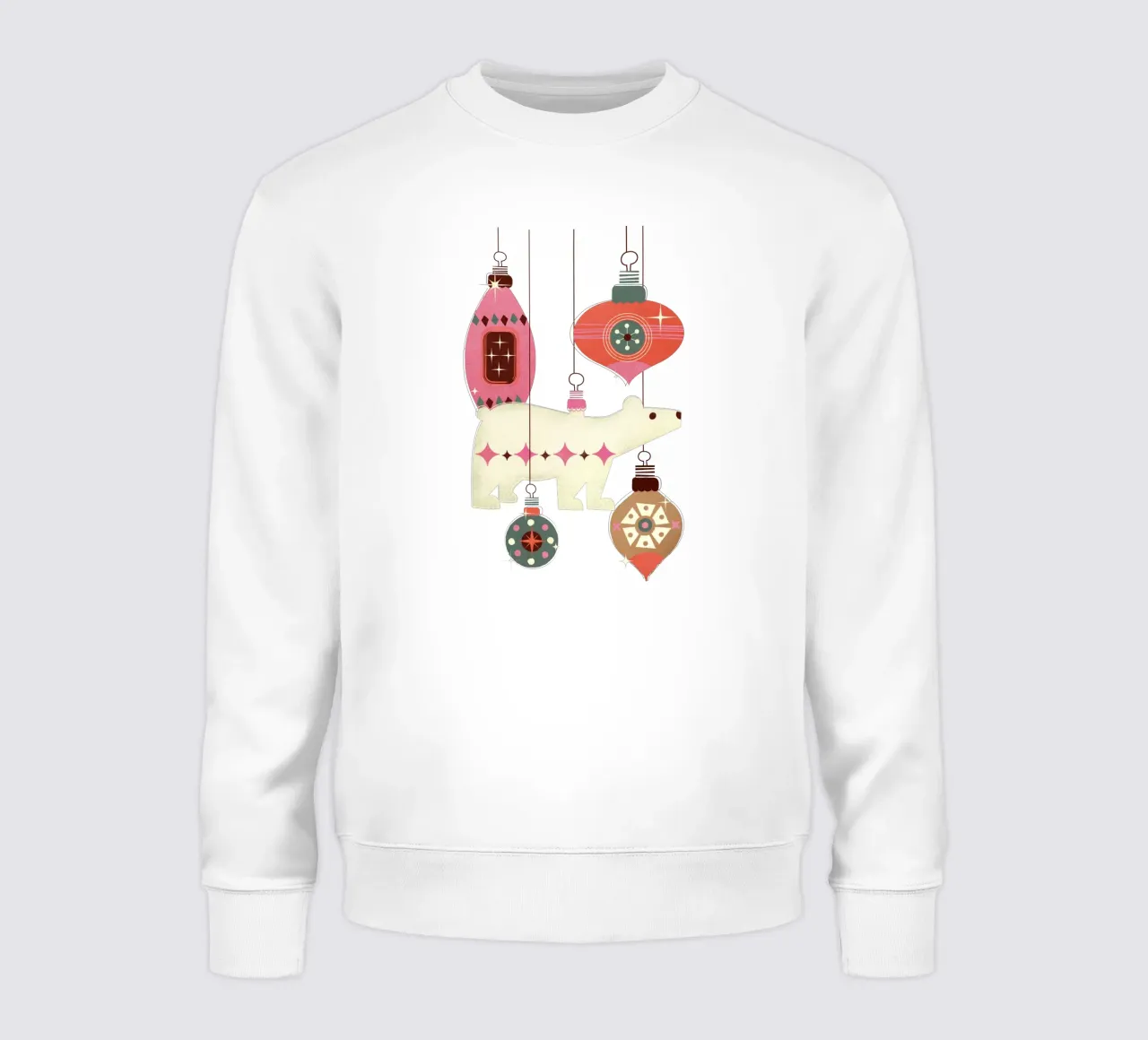 Oso polar y adornos navideños retro sudadera de showmemars