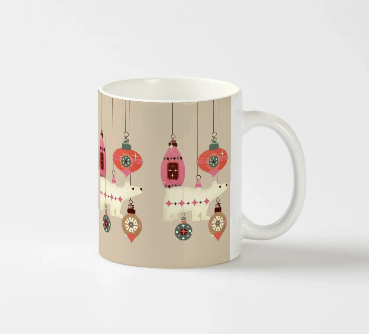 Orso polare e ornamenti natalizi retrò tazza in ceramica da showmemars