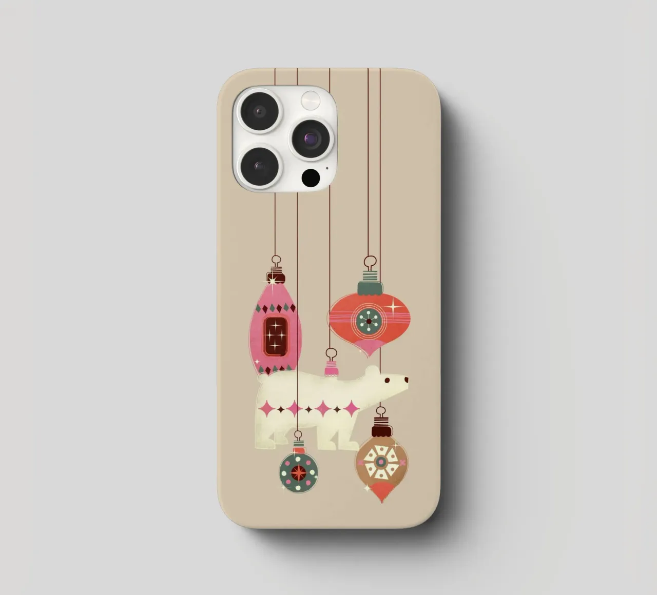Orso polare e ornamenti natalizi retrò cover iphone da showmemars