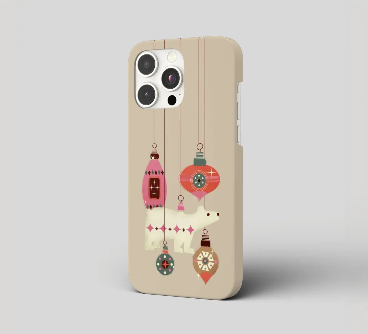 Orso polare e ornamenti natalizi retrò cover iphone da showmemars