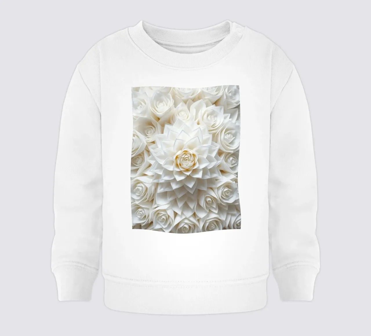 Rose bianche serene: Una composizione floreale delicata e senza tempo felpa neonato da Artistic-shop