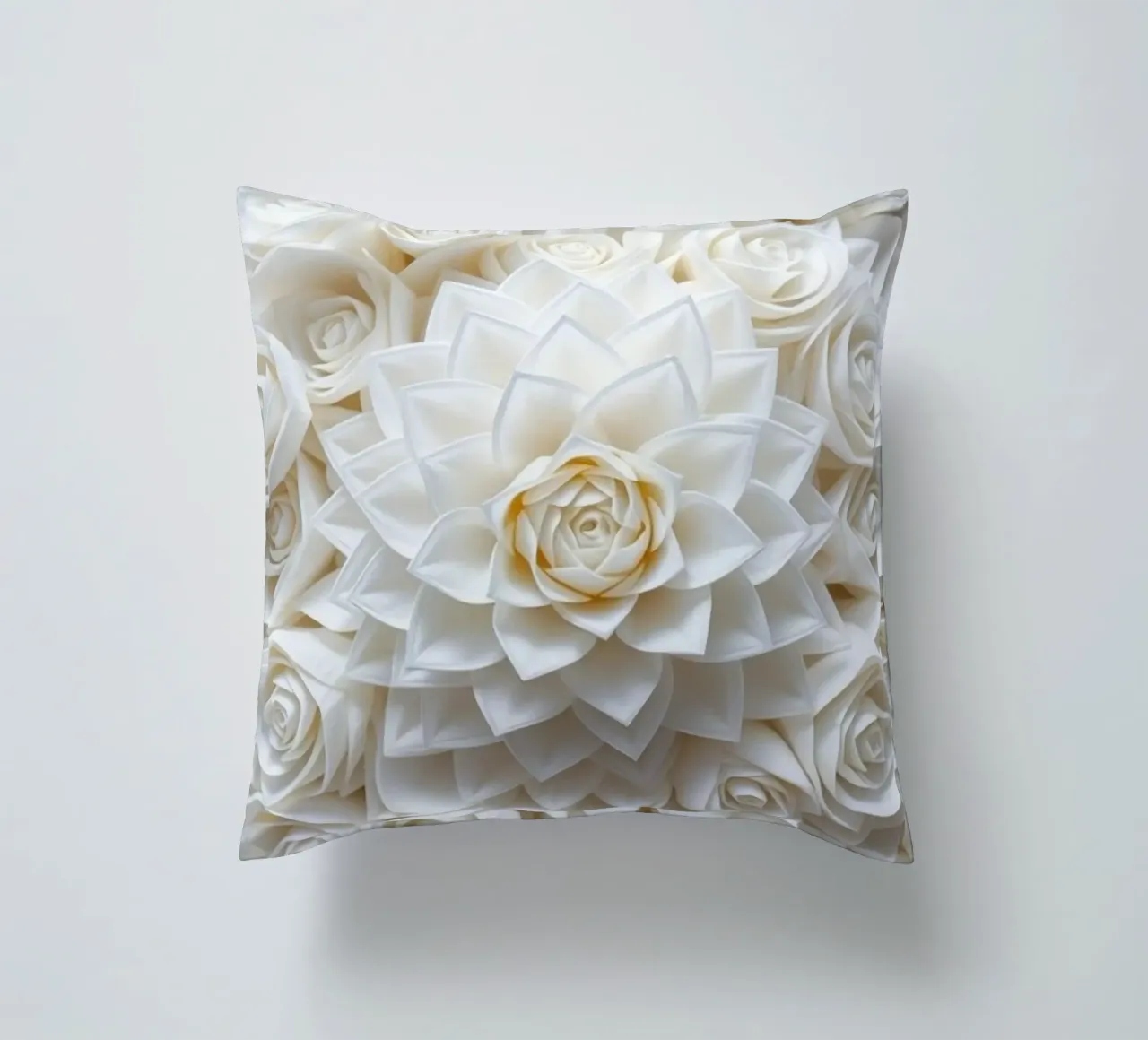 Rose bianche serene: Una composizione floreale delicata e senza tempo cuscino da Artistic-shop