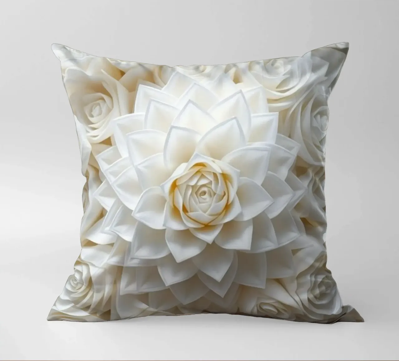 Rose bianche serene: Una composizione floreale delicata e senza tempo cuscino da Artistic-shop