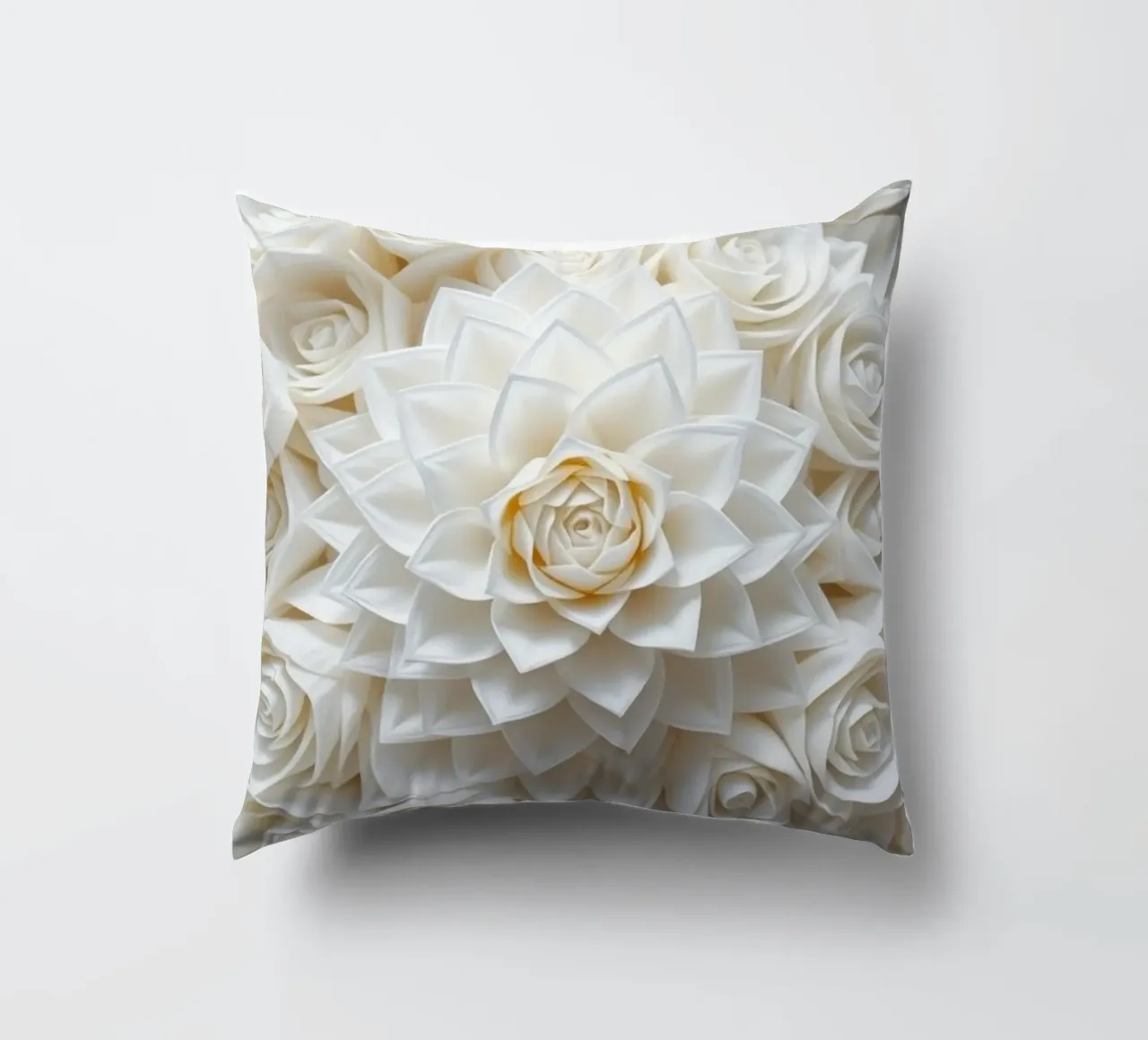 Rose bianche serene: Una composizione floreale delicata e senza tempo cuscino da Artistic-shop