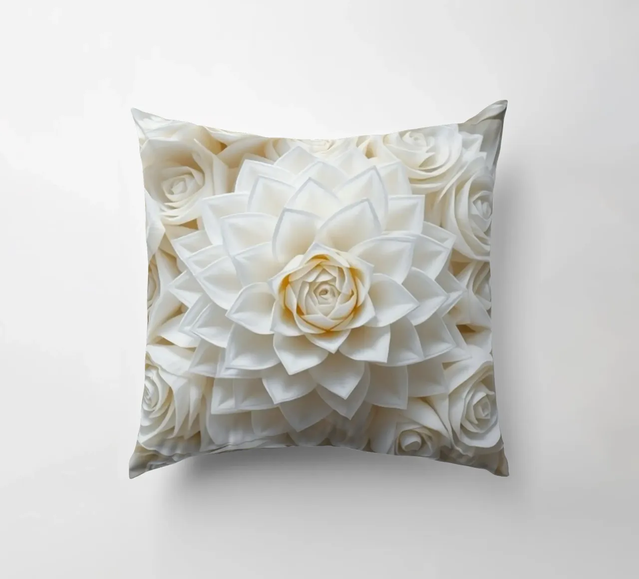 Rose bianche serene: Una composizione floreale delicata e senza tempo cuscino da Artistic-shop