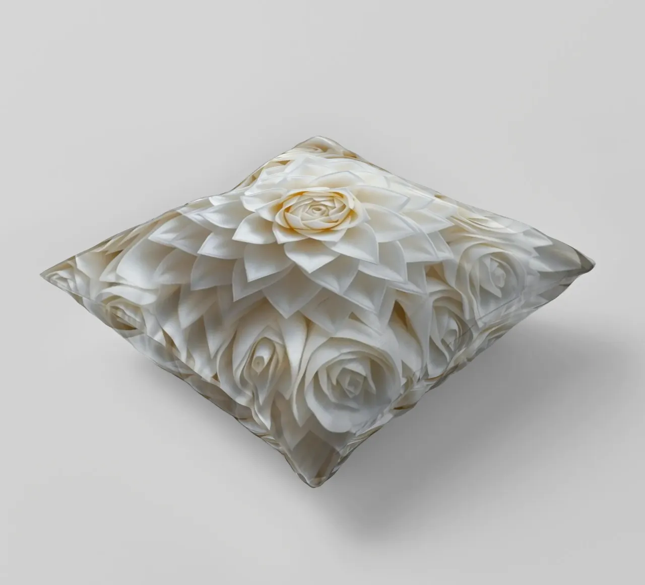 Rose bianche serene: Una composizione floreale delicata e senza tempo cuscino da Artistic-shop