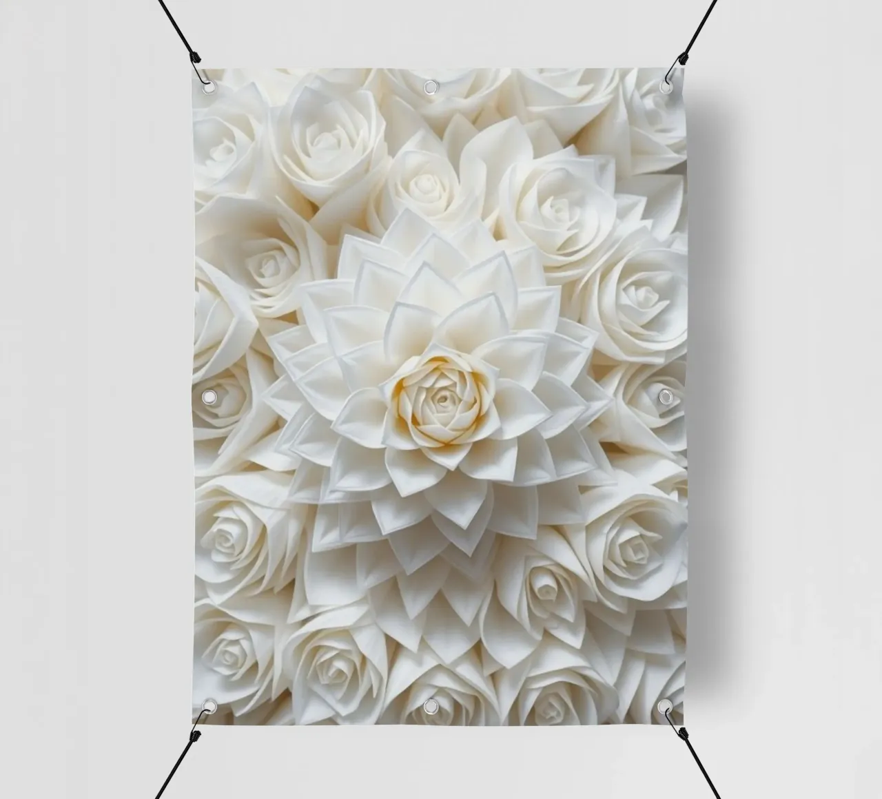 Rose bianche serene: Una composizione floreale delicata e senza tempo telo in pvc da Artistic-shop