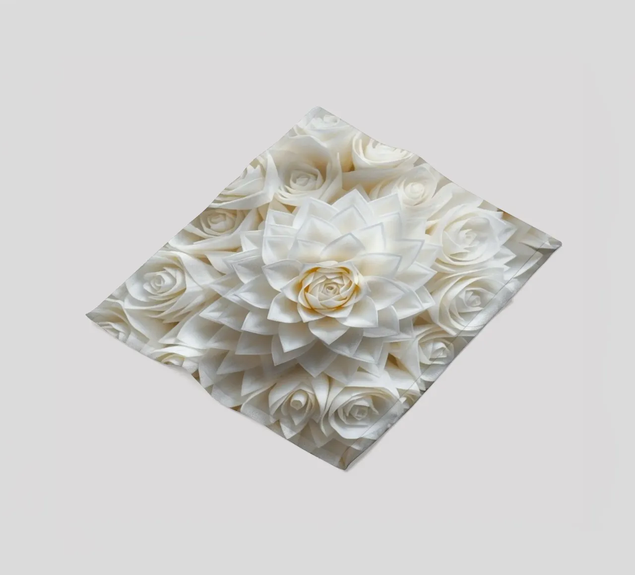 Rose bianche serene: Una composizione floreale delicata e senza tempo coperta in pile da Artistic-shop