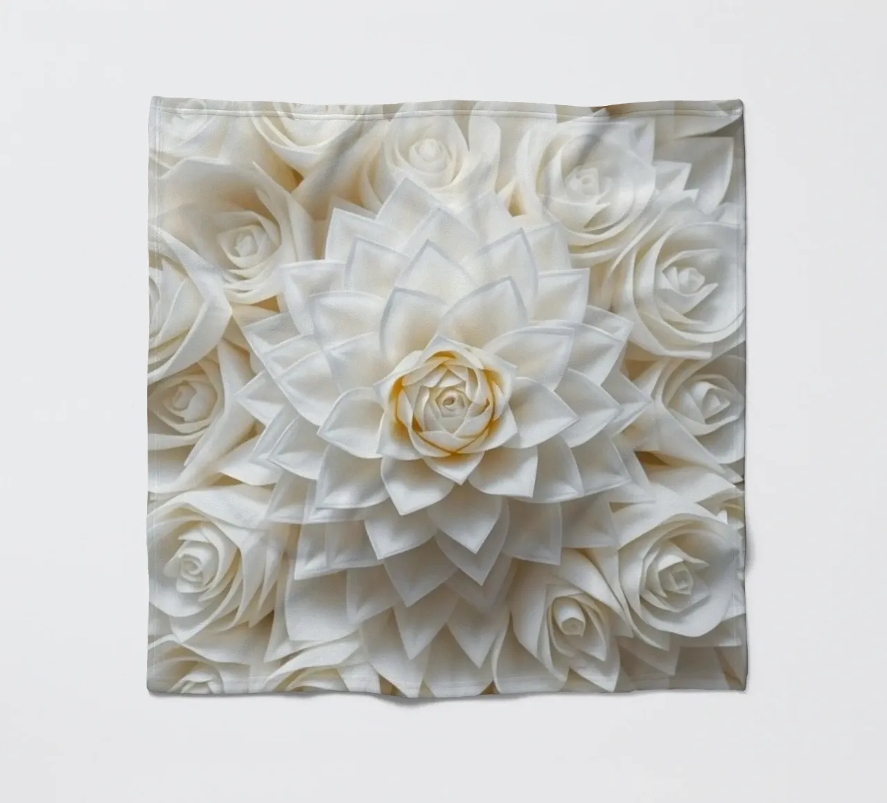 Rose bianche serene: Una composizione floreale delicata e senza tempo coperta in pile da Artistic-shop