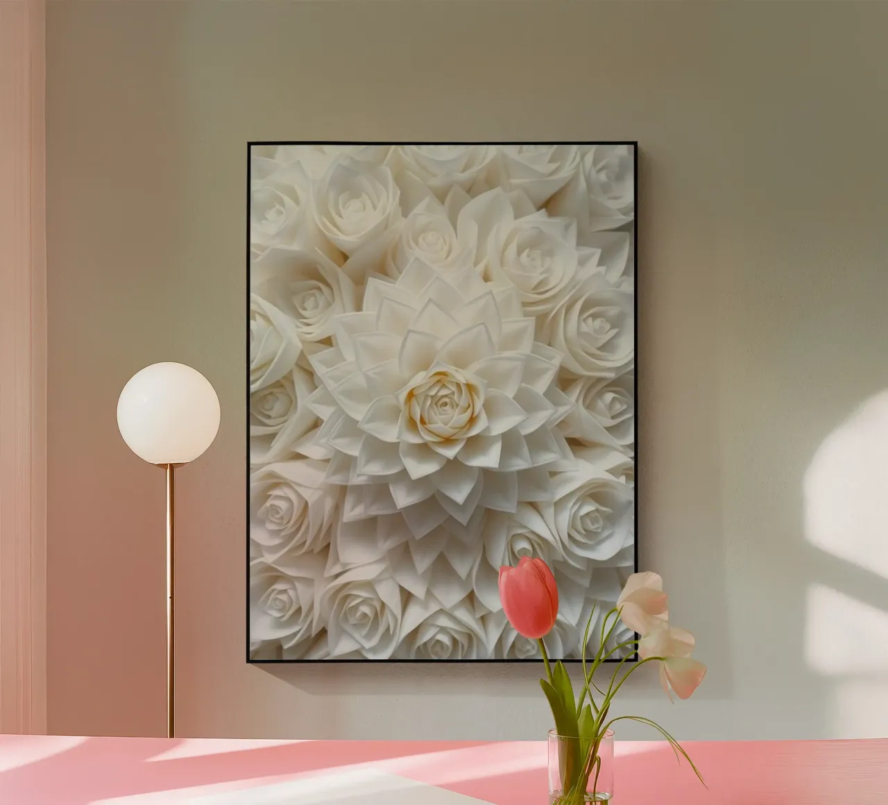 Rose bianche serene: Una composizione floreale delicata e senza tempo plexiglass da Artistic-shop