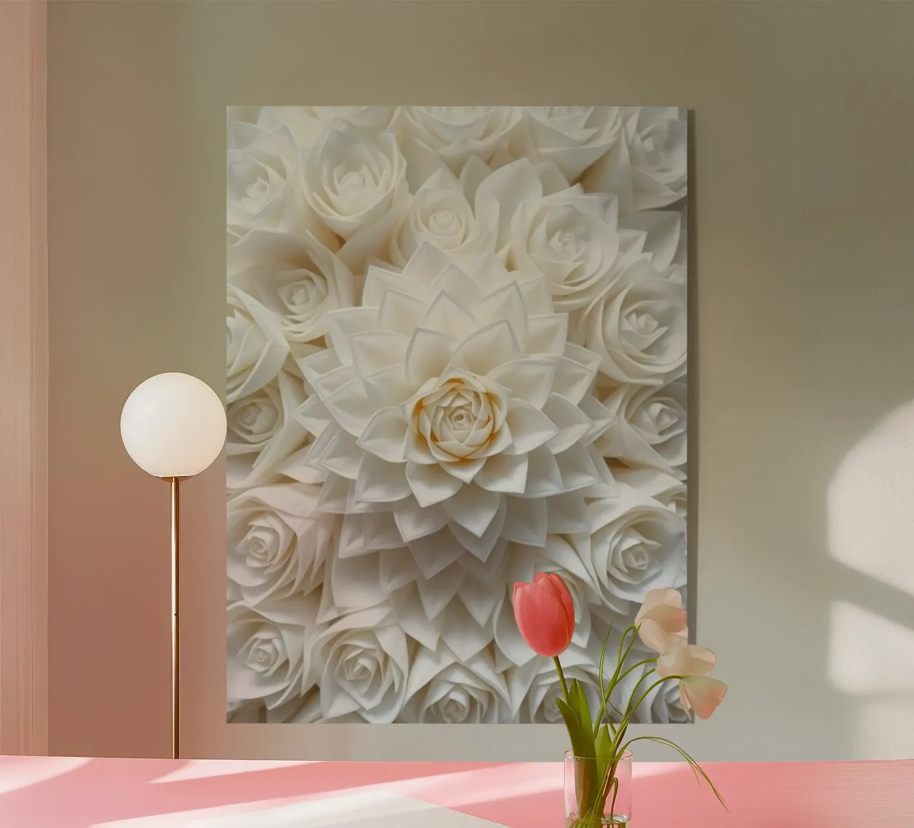 Rose bianche serene: Una composizione floreale delicata e senza tempo plexiglass da Artistic-shop