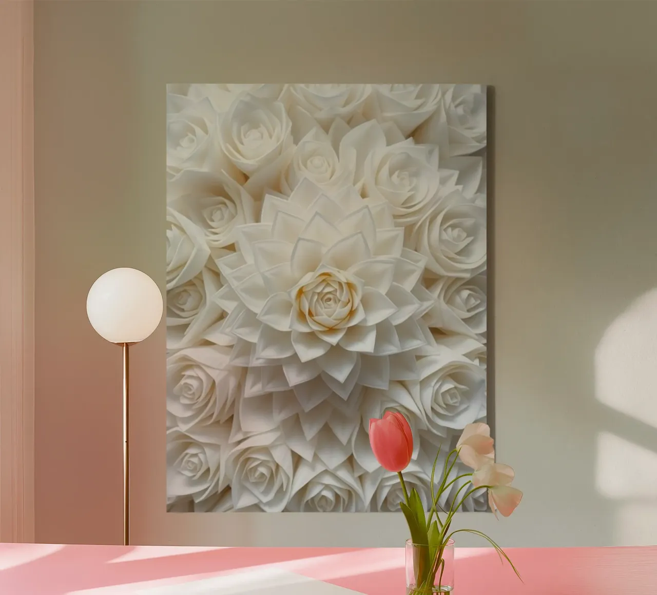 Rose bianche serene: Una composizione floreale delicata e senza tempo tela da Artistic-shop