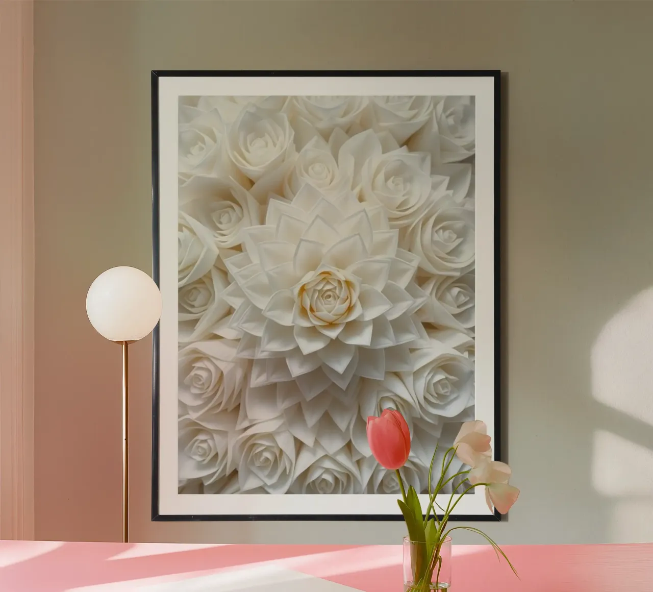Rose bianche serene: Una composizione floreale delicata e senza tempo carta hahnemühle da Artistic-shop