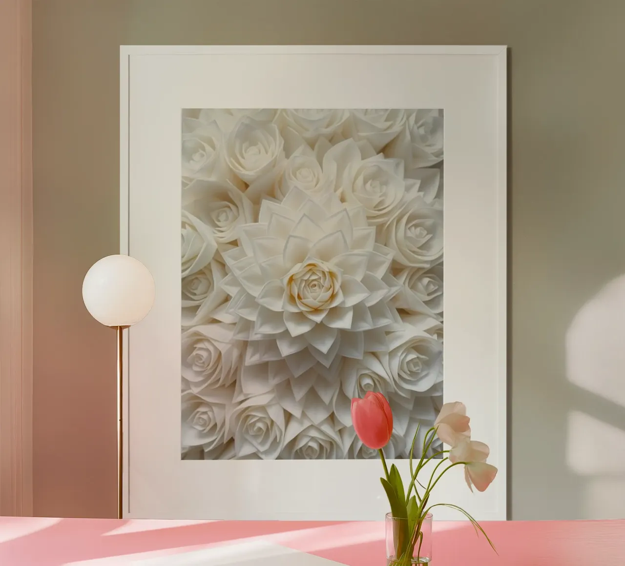 Rose bianche serene: Una composizione floreale delicata e senza tempo carta hahnemühle da Artistic-shop