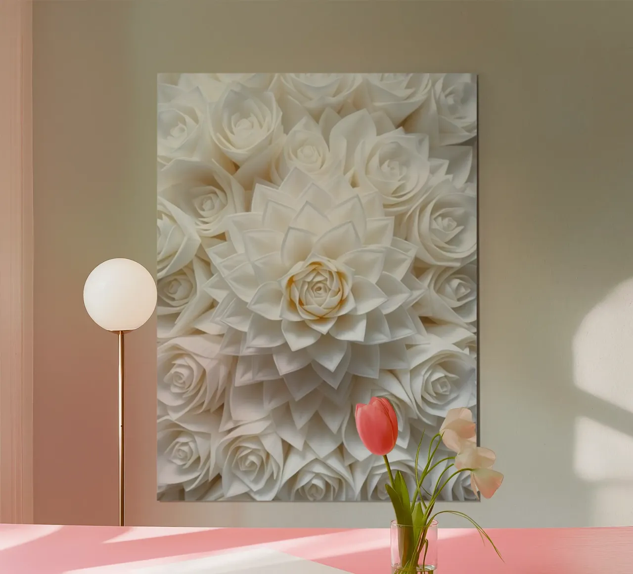 Rose bianche serene: Una composizione floreale delicata e senza tempo carta hahnemühle da Artistic-shop