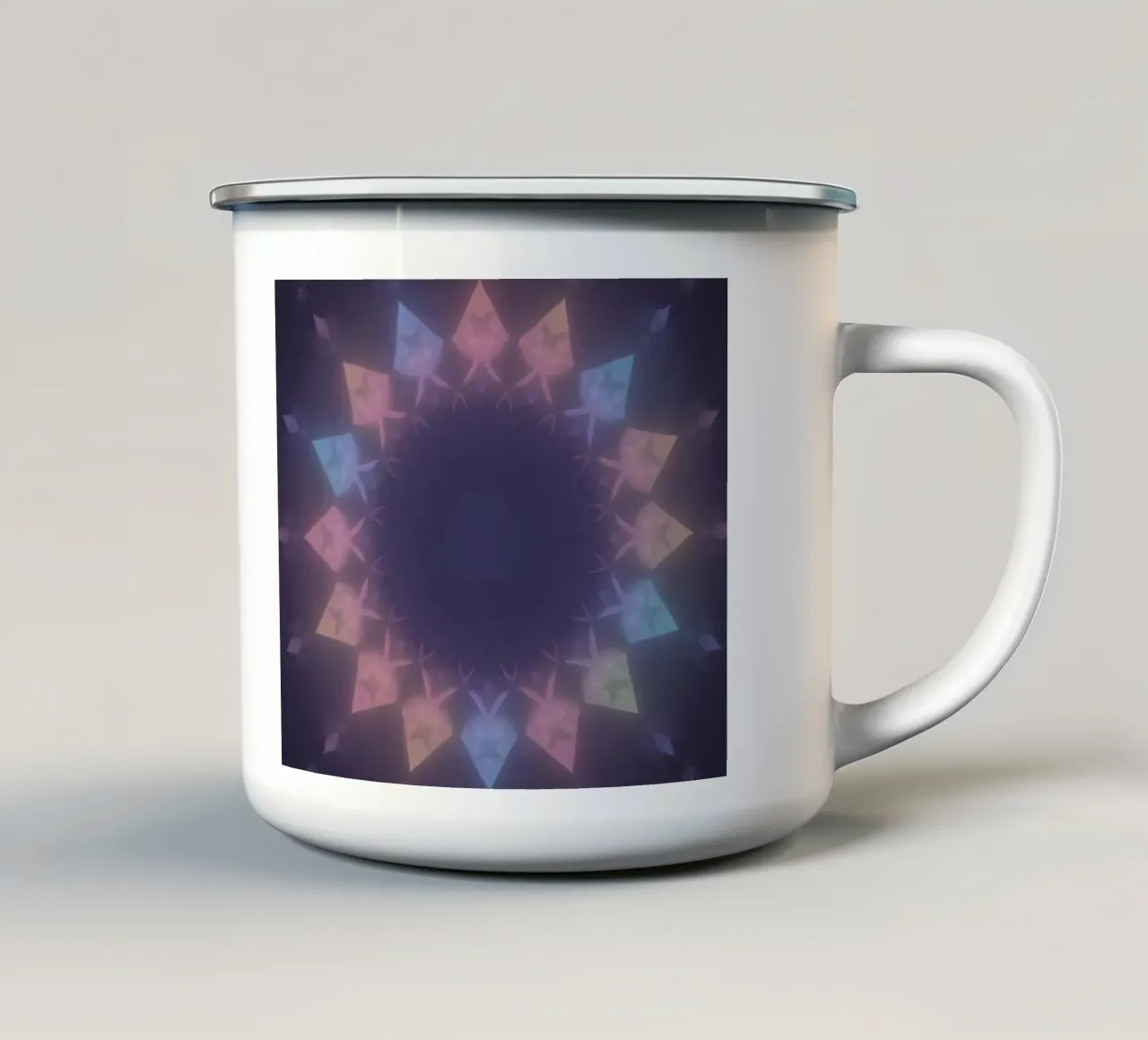Motivo geometrico radiale con colori pastello tazza in smalto da DesignDoodle