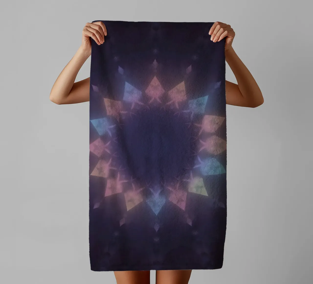 Radial Geometric Pattern with Pastel Colors towel by DesignDoodle