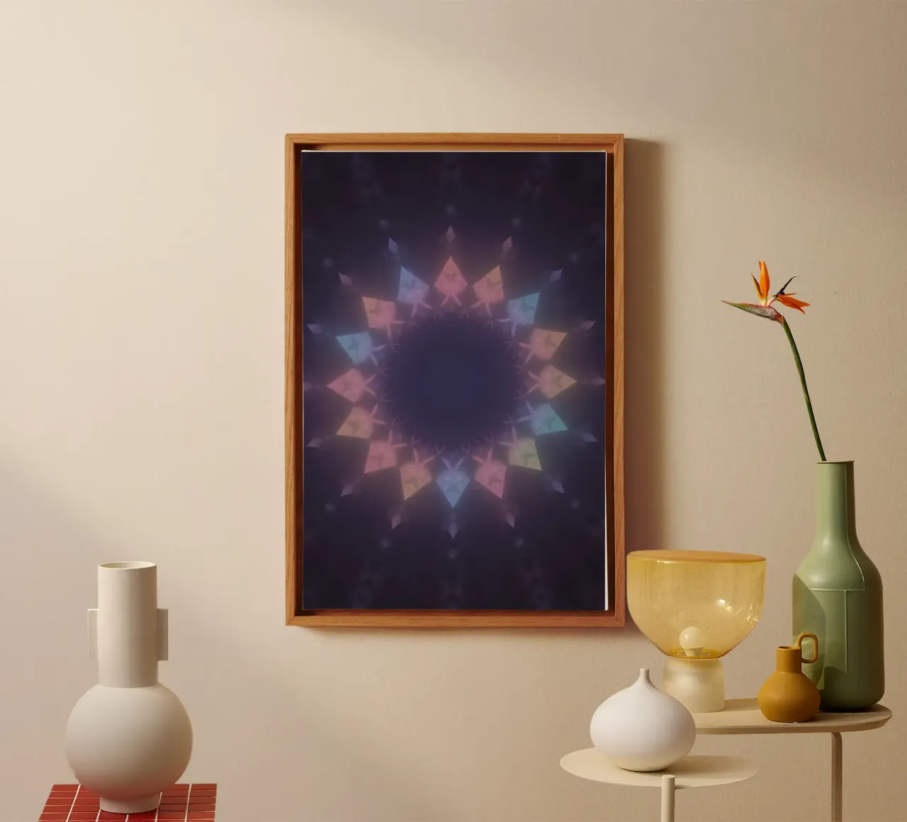 Radial Geometric Pattern with Pastel Colors canvas by DesignDoodle